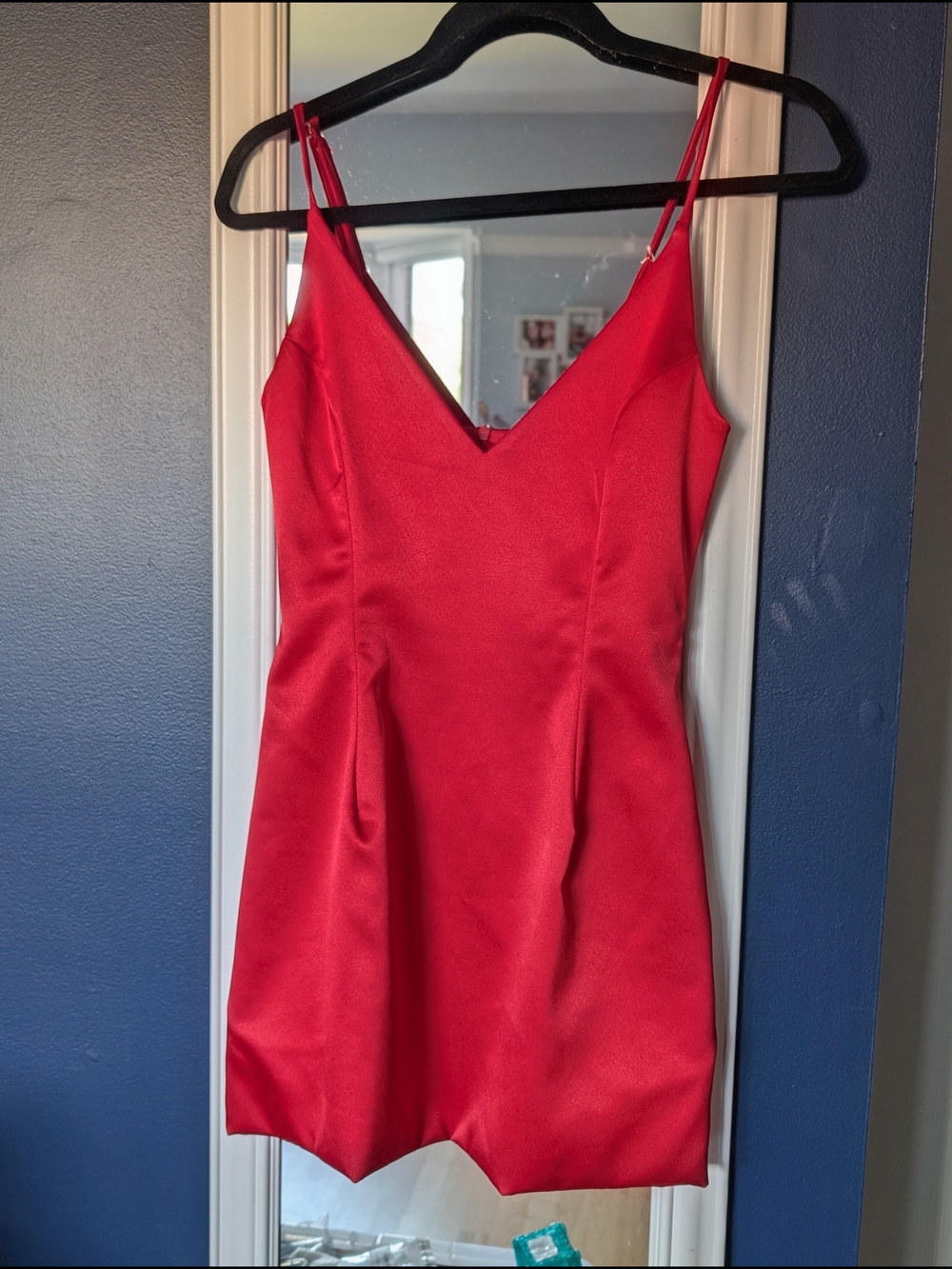 Red V-Neck Mini Dress - Women's Elegant Party Dress